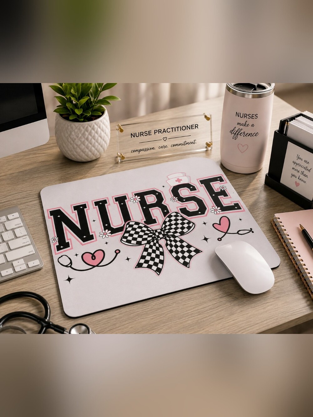 NURSE Pink & Black Decorative Mousepad